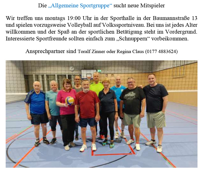 Allgemeine Sportgruppe - Mitspieler gesucht