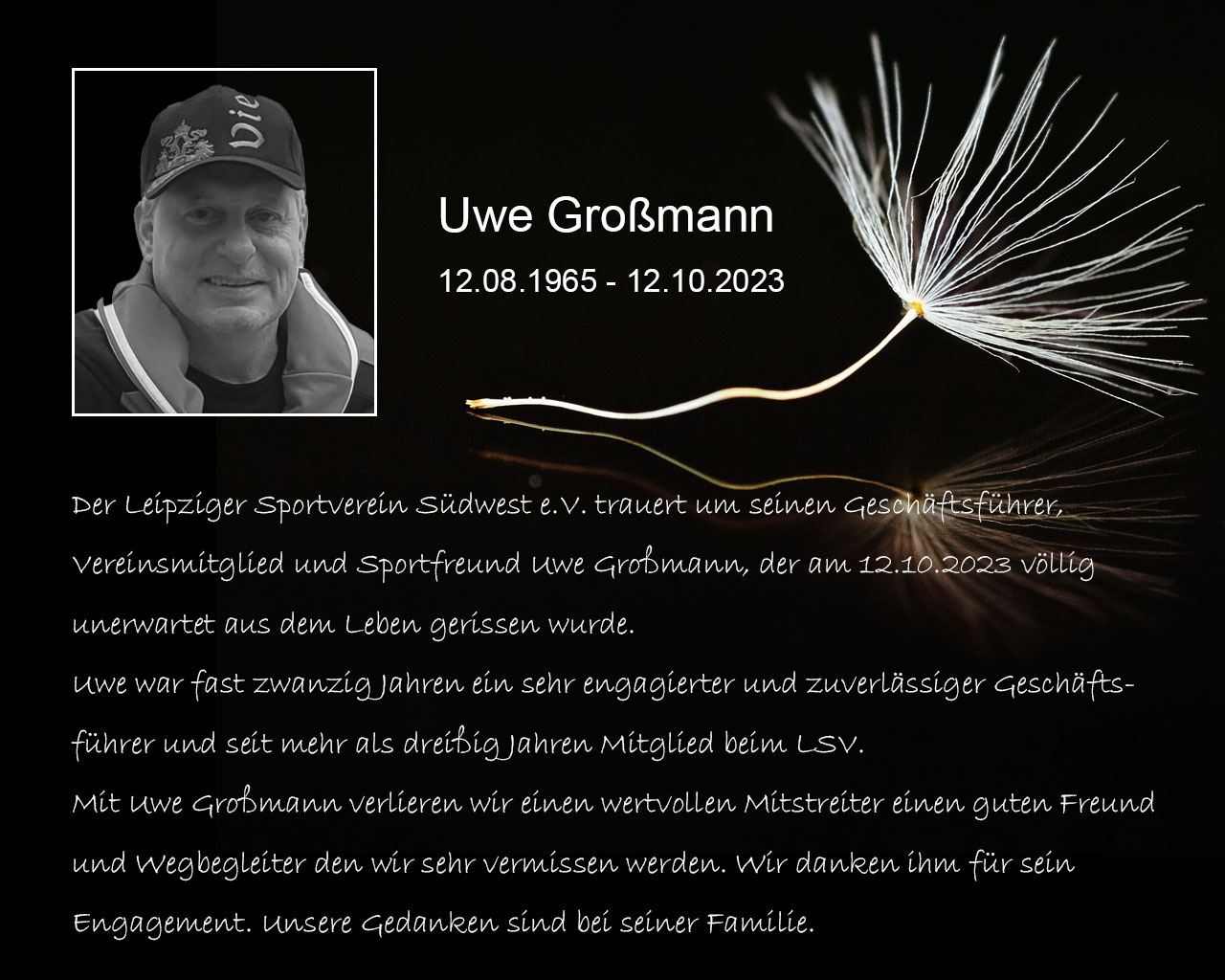Trauer um unseren Sportsfreund Uwe Großmann